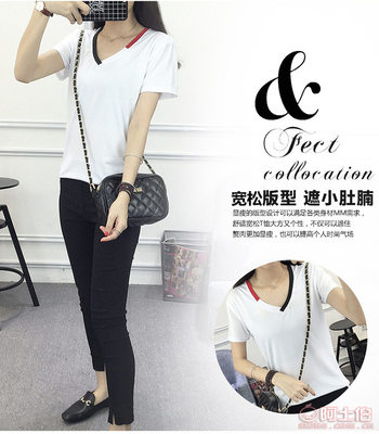 【2017夏季新寬松短袖t恤女大碼V領潮女小衫韓版熱賣百搭小衫批發(fā)110】深圳市南山區(qū)魂美服裝商行 - 產(chǎn)品庫